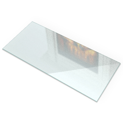 Rectangular frosted glass hearth plate