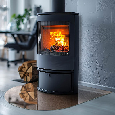 Glass hearths for wood burners Natural wood pattern