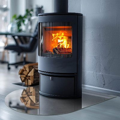 Glass hearths for wood burners Concrete texture with effect