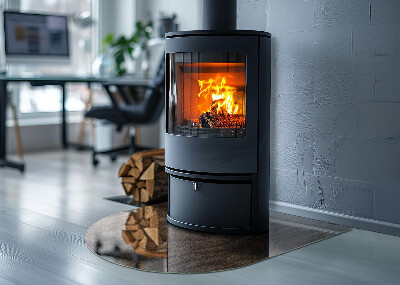 Glass hearth for log burner Natural wood pattern