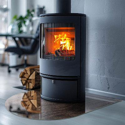 Glass hearth for log burner Natural wood pattern