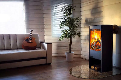 Glass hearth for log burner Natural wood pattern