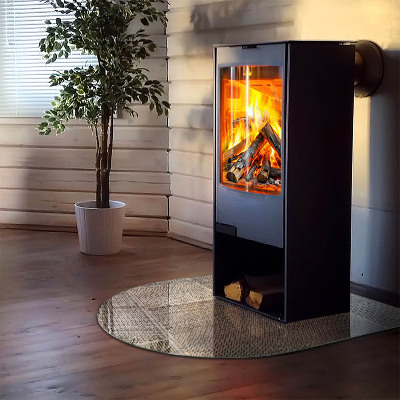 Glass hearth for log burner Pattern of perforated sheet metal