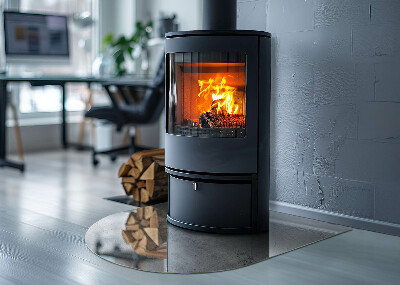 Glass hearth for log burner Raw concrete texture