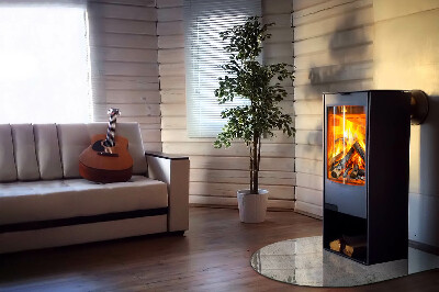 Glass hearth for log burner Raw concrete texture