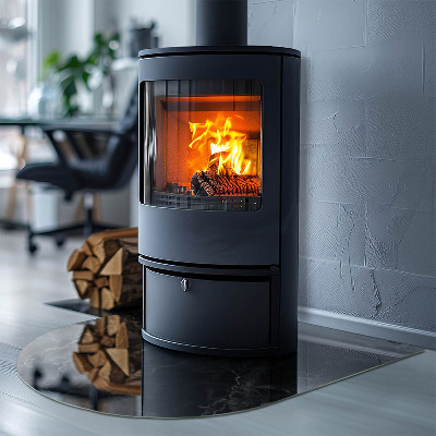 Glass hearth for log burner Elegant marble pattern