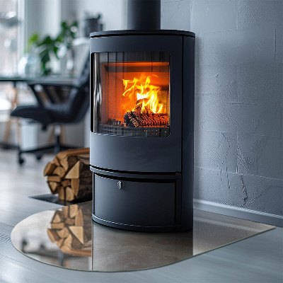 Glass hearths for wood burners Natural stone pattern