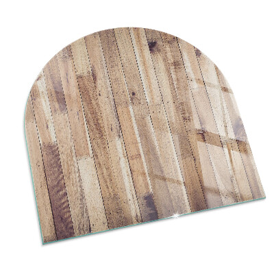 Glass hearth for log burner Wooden board in arrangement