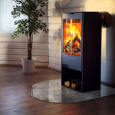 Glass hearths for wood burners Raw surface texture