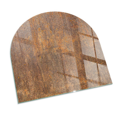 Glass hearth for log burner Rust texture on metal