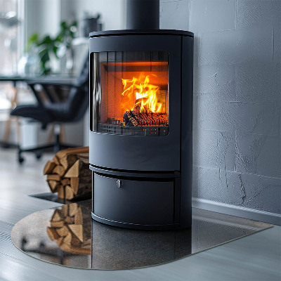 Glass hearth for log burner Abstract textured pattern