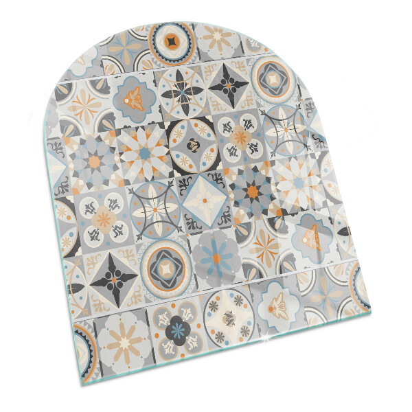 Glass hearths for wood burners Mosaic patterns in tiles