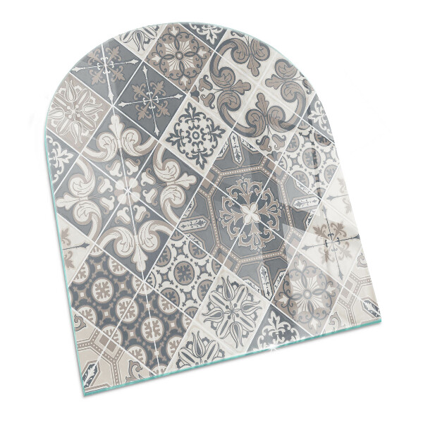 Glass hearth for log burner Decorative mosaic pattern