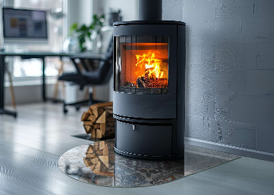 Glass hearths for wood burners Mosaic patterns in tiles