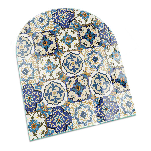 Glass hearth for log burner Mosaic pattern with flowers