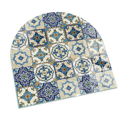 Glass hearth for log burner Mosaic pattern with flowers