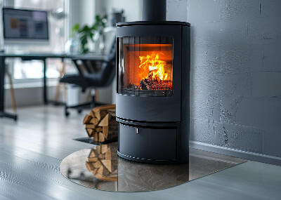 Glass hearth for log burner Leaves in subtle patterns