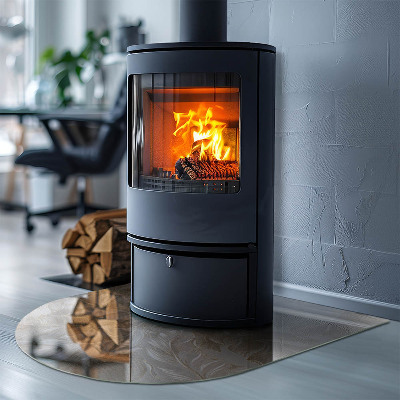 Glass hearth for log burner Leaves in subtle patterns