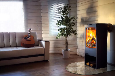 Glass hearth for log burner Leaves in subtle patterns