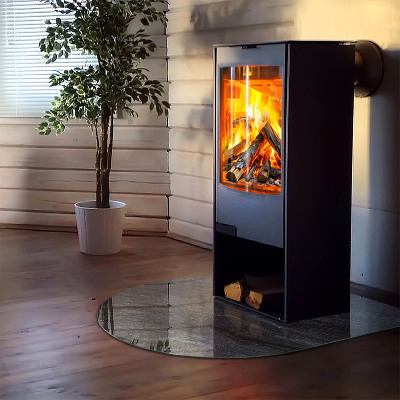Glass hearths for wood burners Stone surface texture