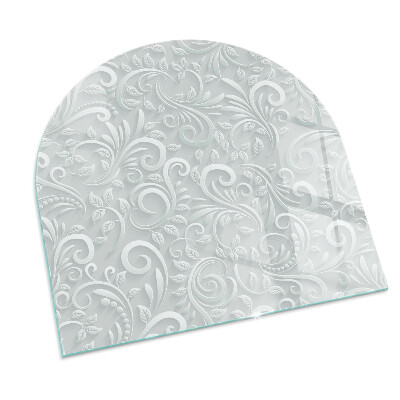 Glass hearths for wood burners Elegant plant pattern