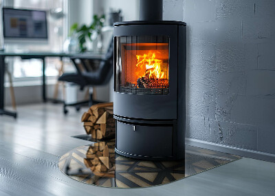 Glass hearth for log burner Geometry with wood