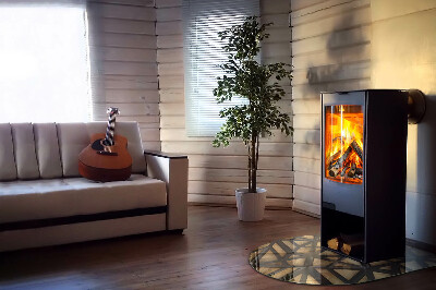 Glass hearth for log burner Geometry with wood