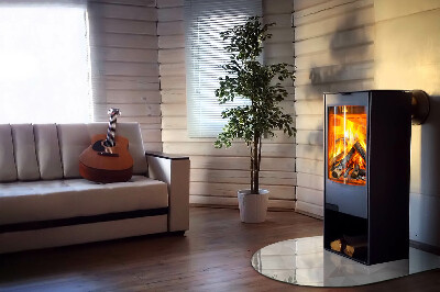Glass hearth for log burner Abstract geometric pattern
