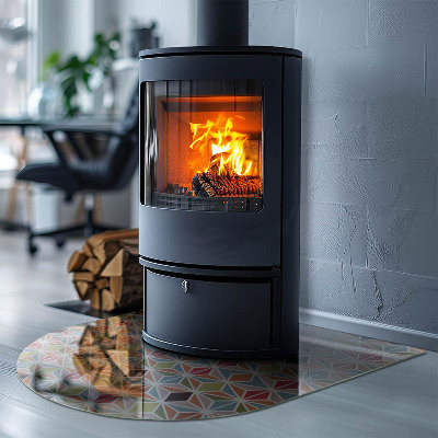 Glass hearths for wood burners Polygonal patterns in a grid