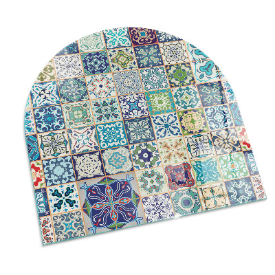 Glass hearth for log burner Mosaic patterns on tiles