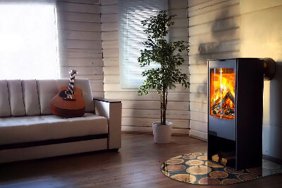 Glass hearth for log burner A box with cut wood