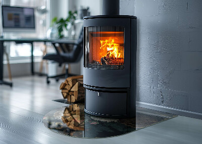 Glass hearths for wood burners Floral pattern with butterflies