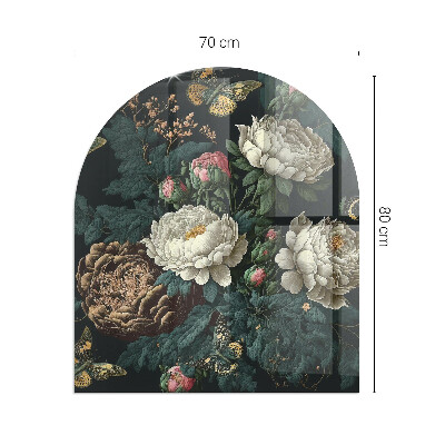 Glass hearths for wood burners Floral pattern with butterflies