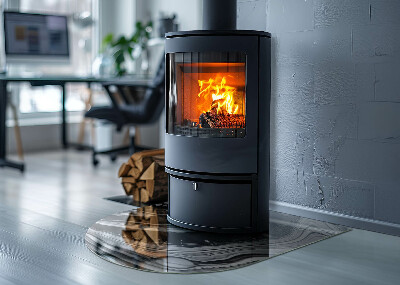 Glass hearth for log burner Abstract waves and lines