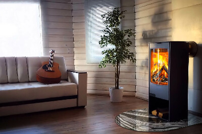 Glass hearth for log burner Abstract waves and lines