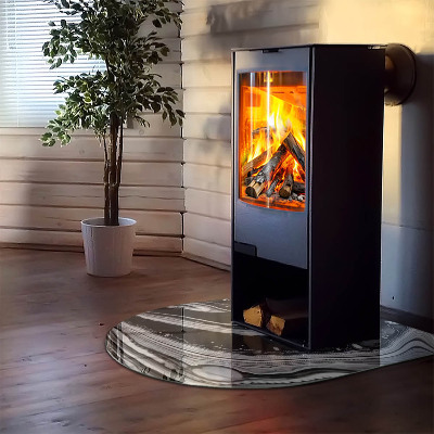 Glass hearth for log burner Abstract waves and lines