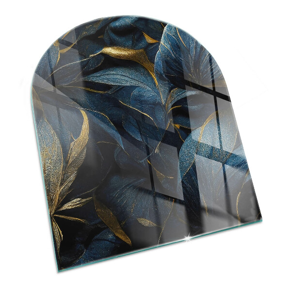 Glass hearth for log burner Elegant leaves in texture