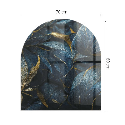 Glass hearth for log burner Elegant leaves in texture