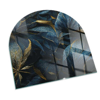 Glass hearth for log burner Elegant leaves in texture