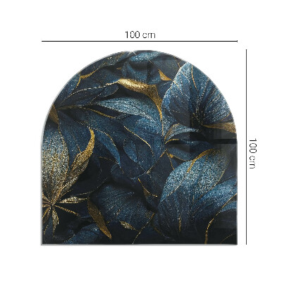 Glass hearth for log burner Elegant leaves in texture