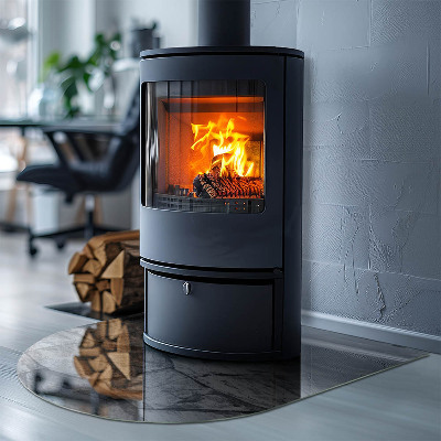 Glass hearths for wood burners Natural stone pattern