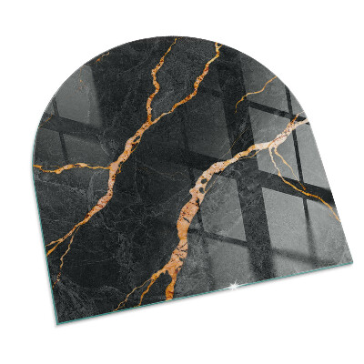 Glass hearth for log burner Elegant marble with veins