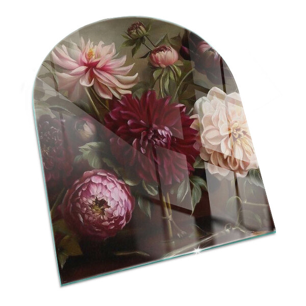 Glass hearths for wood burners Floral bouquet in detail