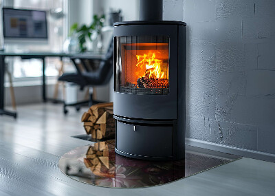 Glass hearths for wood burners Floral bouquet in detail