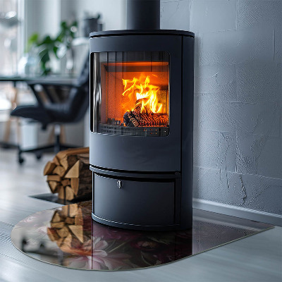Glass hearths for wood burners Floral bouquet in detail