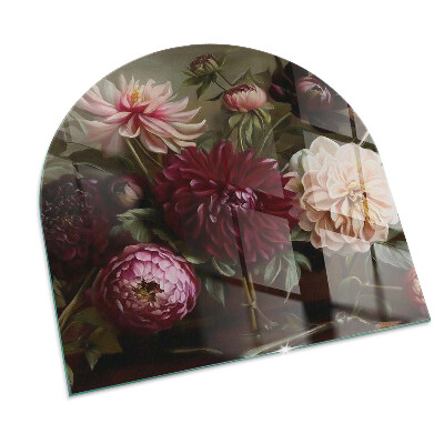 Glass hearths for wood burners Floral bouquet in detail