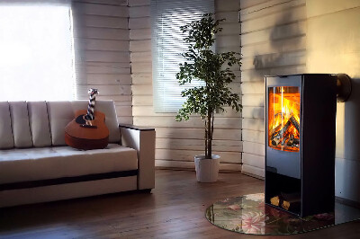 Glass hearths for wood burners Floral bouquet in detail