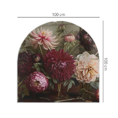 Glass hearths for wood burners Floral bouquet in detail