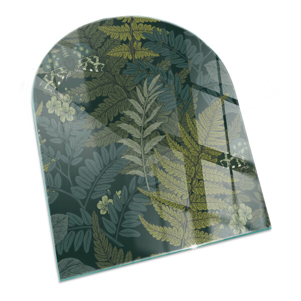 Glass hearth for log burner Plant motifs with butterflies