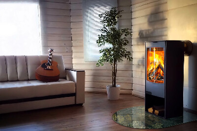 Glass hearth for log burner Plant motifs with butterflies